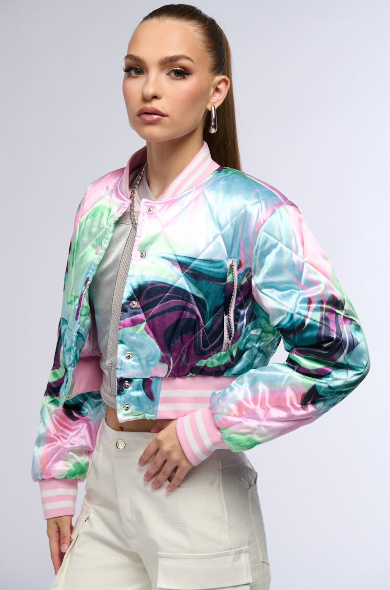 HEART TO HEART SATIN BOMBER