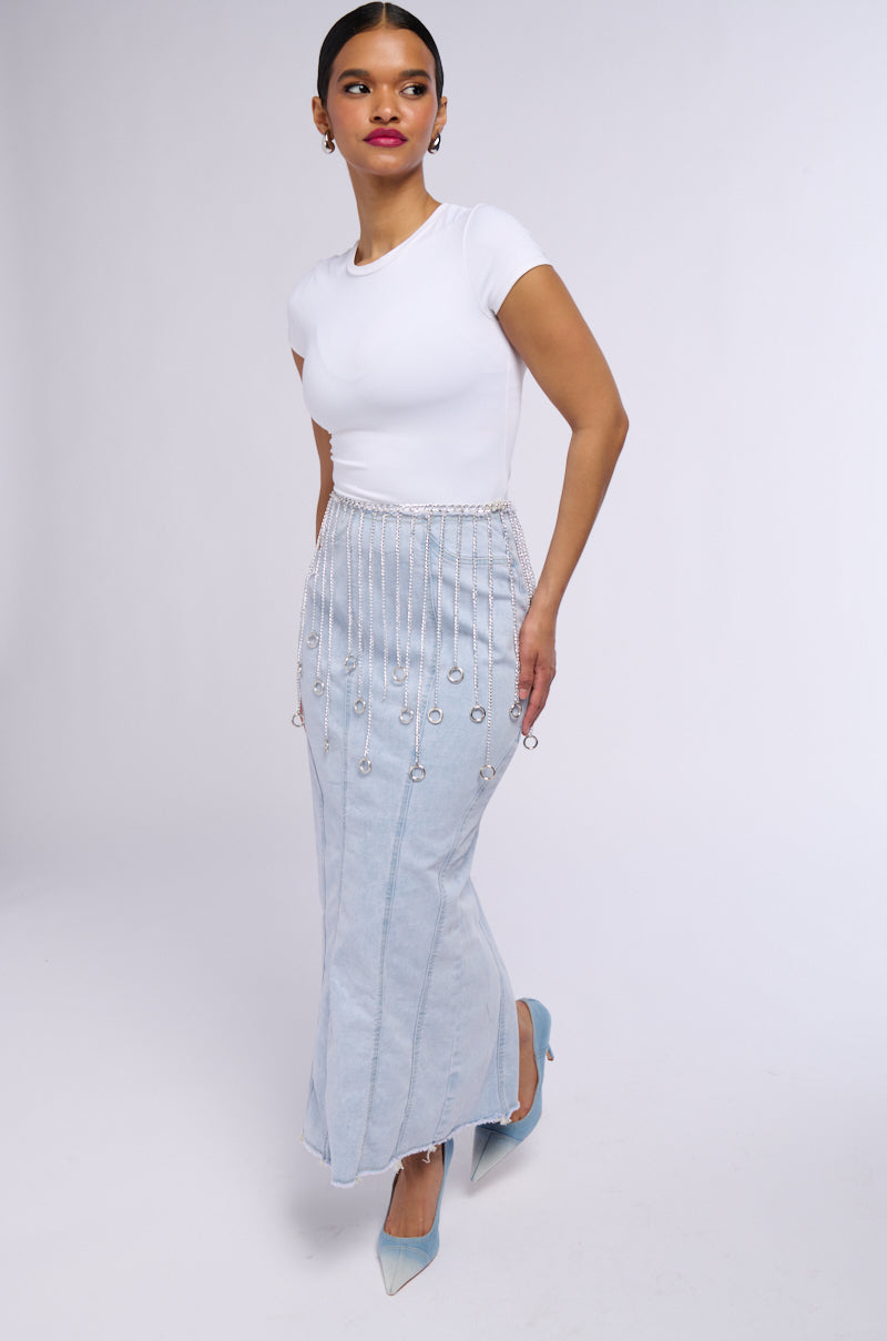 BABY ICE DENIM MAXI SKIRT