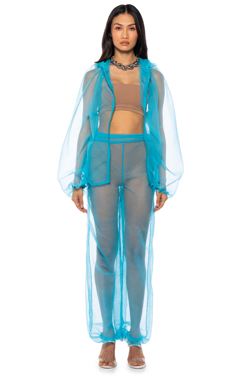 I DREAM OF JEANNIE PLEATED MESH JOGGER IN BLUE