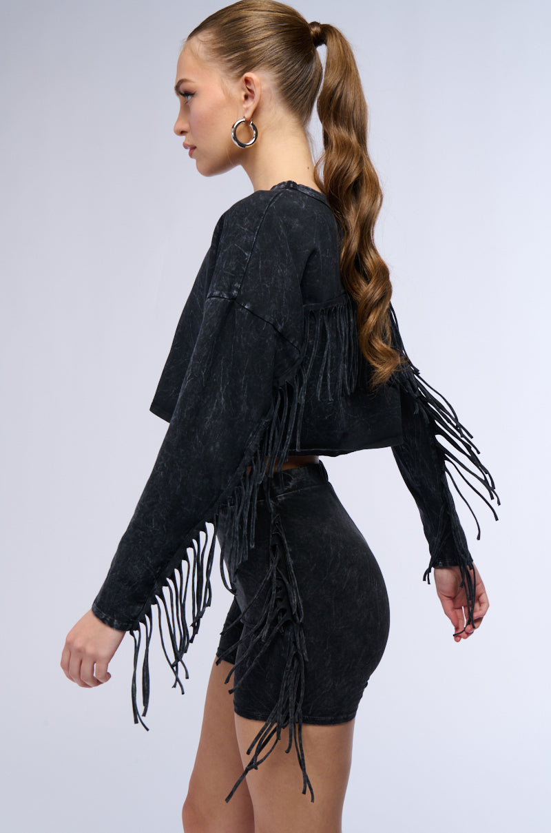 NYX WASHED FRINGE SWEATSHIRT