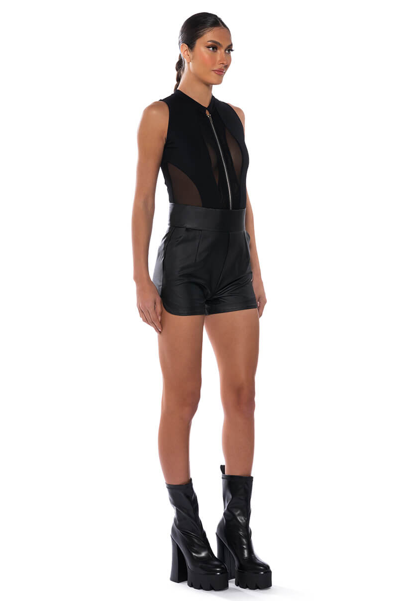 AMMO X AKIRA BIG BOOTY PLEATHER SHORTS WITH 4 WAY STRETCH