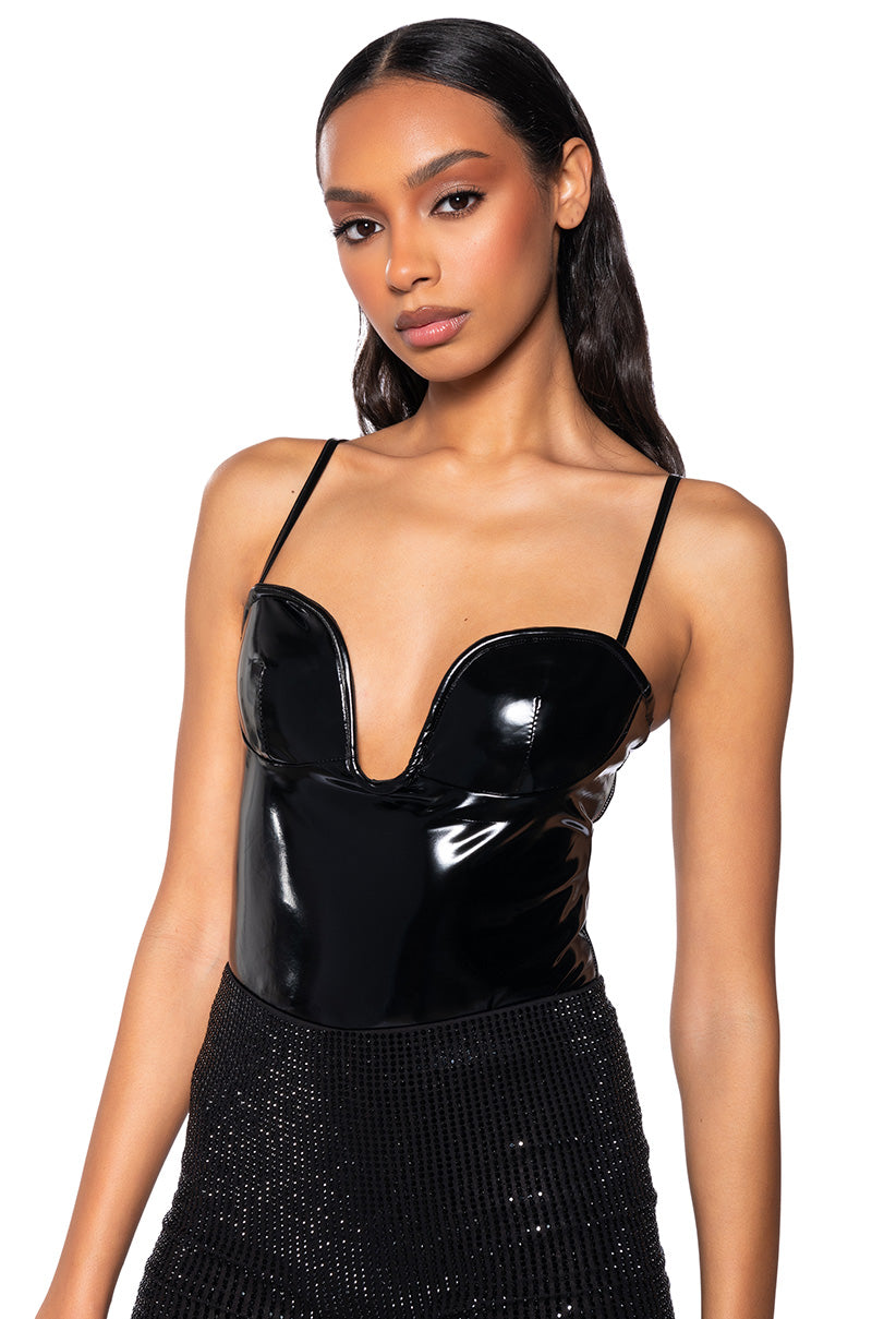 VEDA VINYL CORSET BODYSUIT