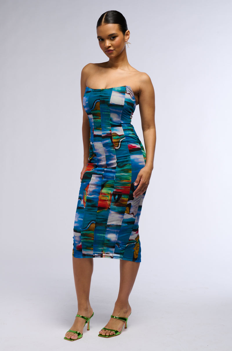 TATIANA PRINTED MESH MIDI DRESS