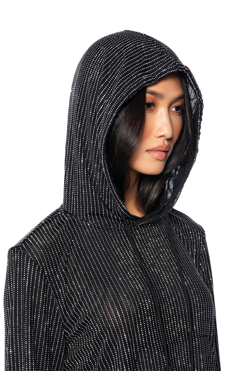 MARLOW EMBELLISHED MESH HOODIE