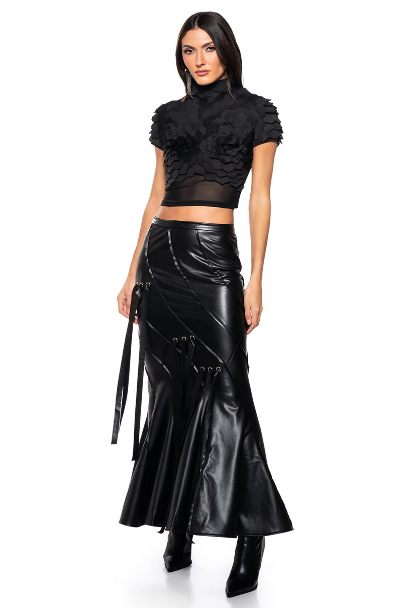 TAKE SOME TIME MERMAID FAUX LEATHER MAXI SKIRT