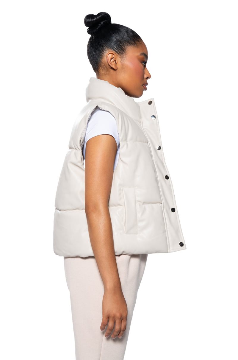 QUIT PLAYING PU PADDED PUFFER VEST