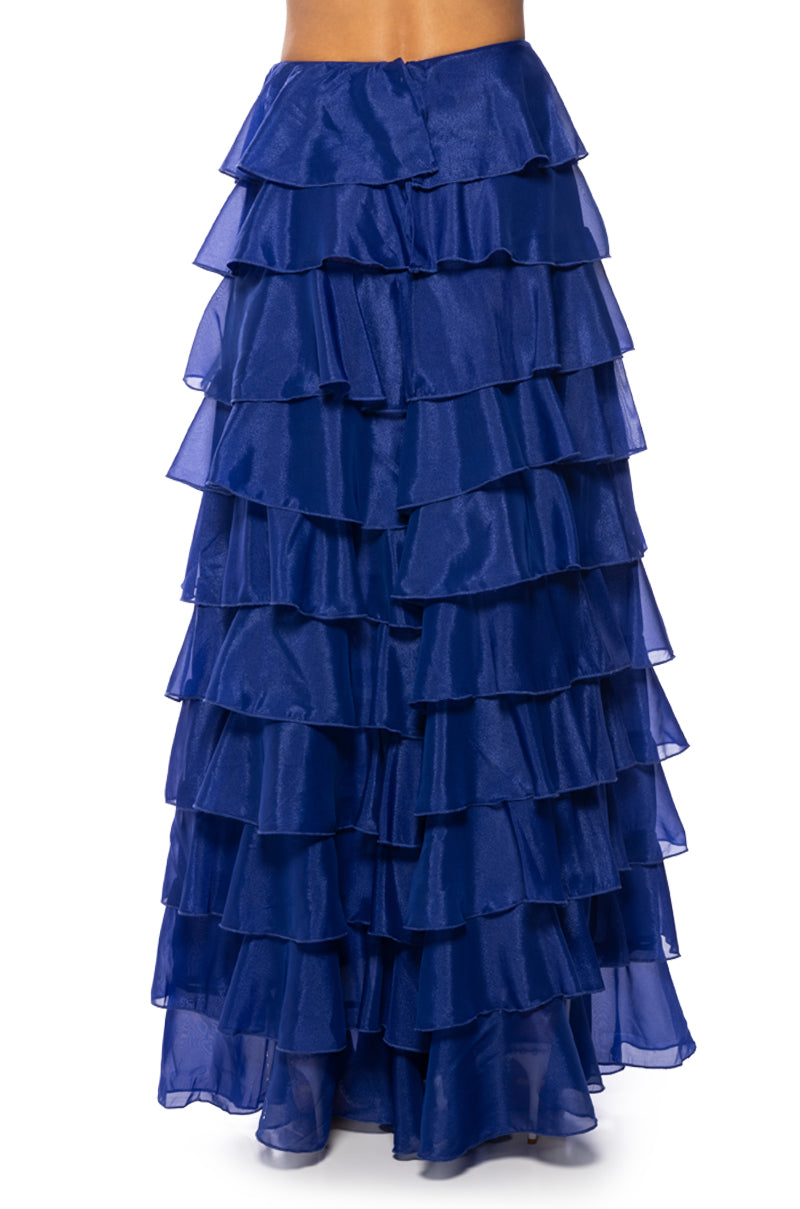 EXPRESS YOURSELF RUFFLE PANTS IN ROYAL BLUE