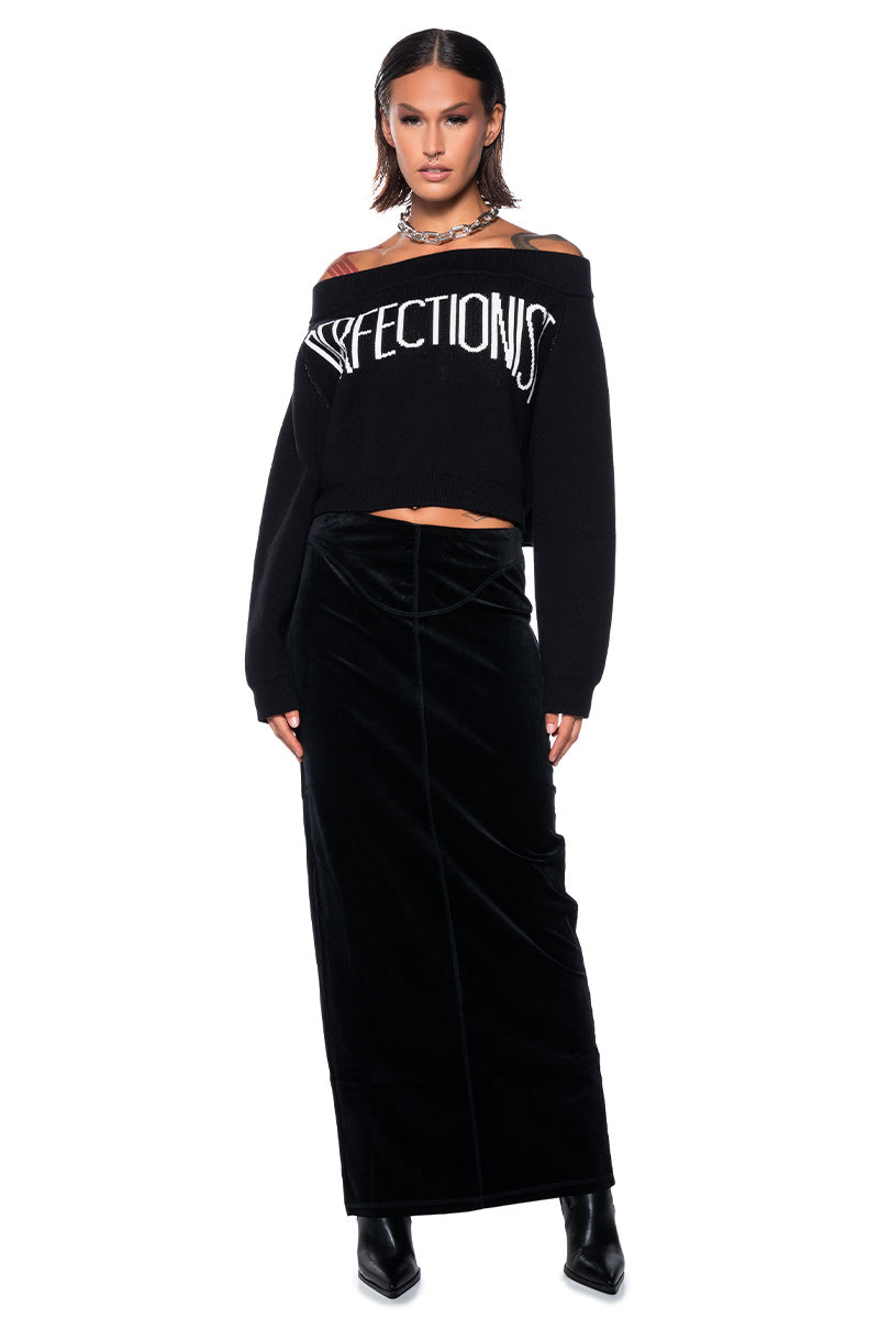 DO NO WRONG VELVET MAXI SKIRT