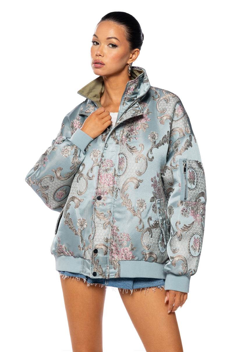 BROCADE OVERSIZE BOMBER JACKET