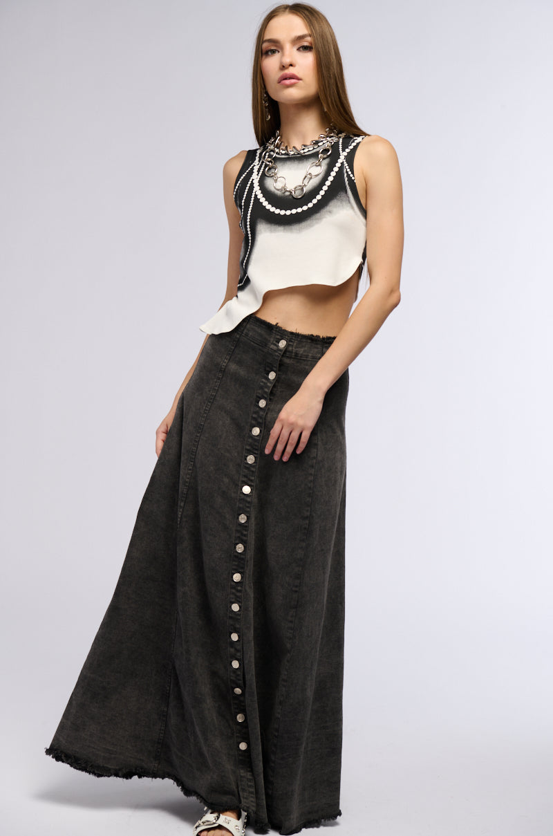 COME TO ME DENIM MAXI SKIRT