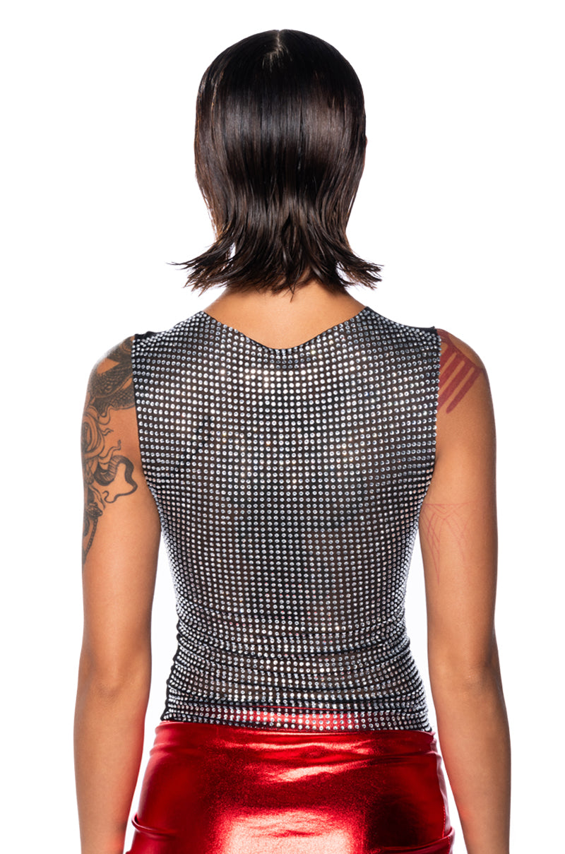 DREAMY RHINESTONE MESH TANK