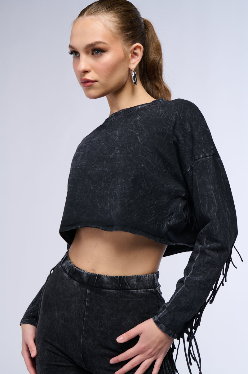 NYX WASHED FRINGE SWEATSHIRT