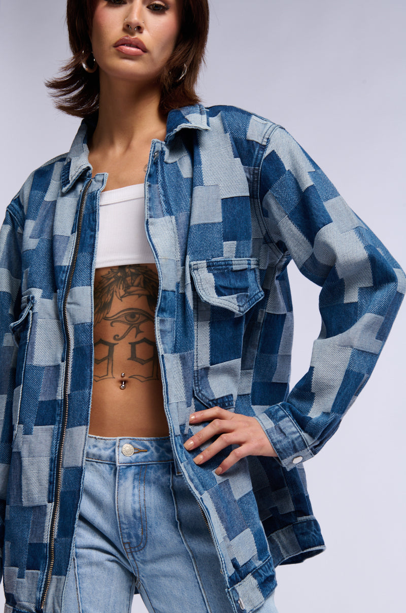 DIGITAL PRINT ON DENIM OVERSIZED JACKET