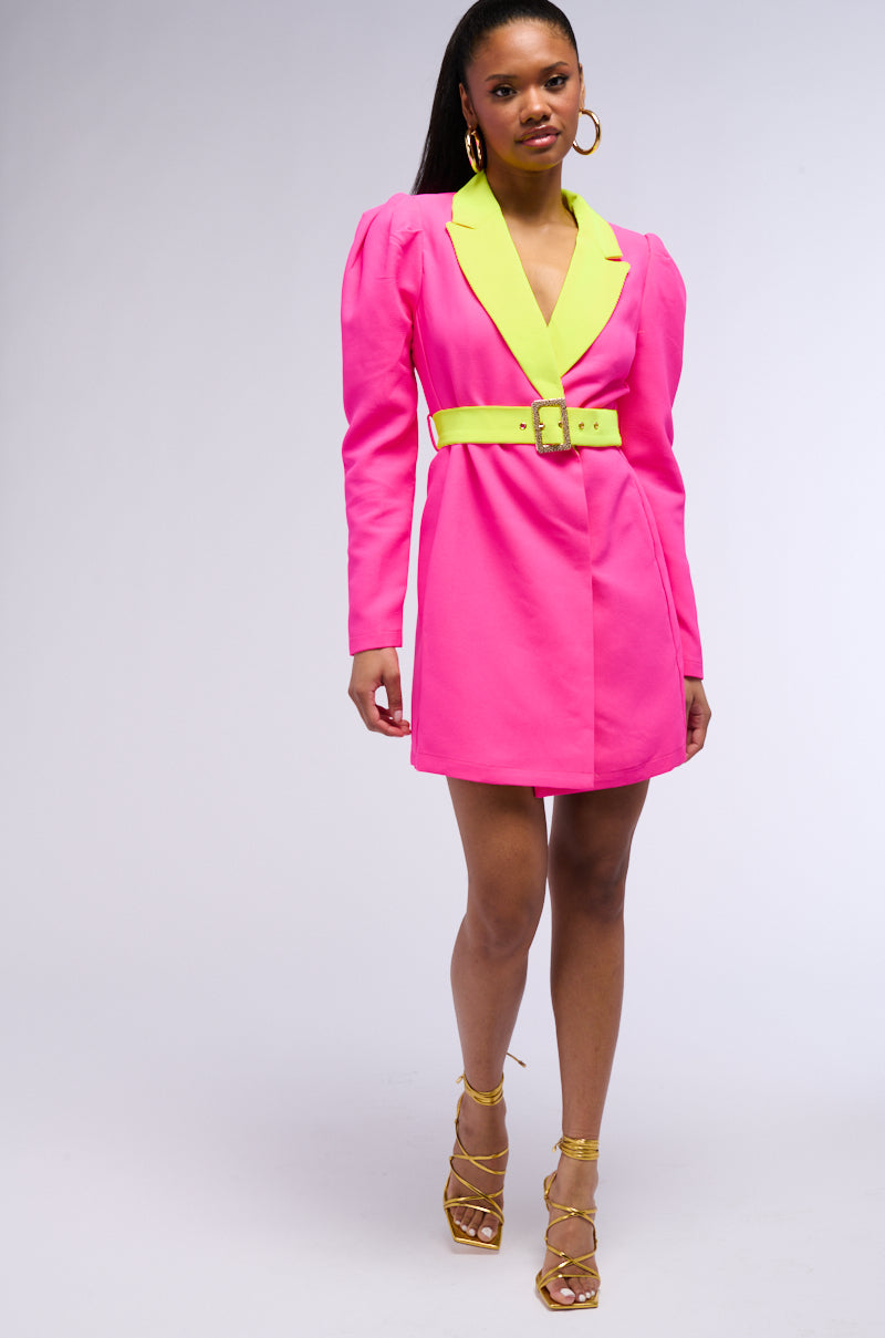 MAJOR THROWBACK NEON BLAZER DRESS