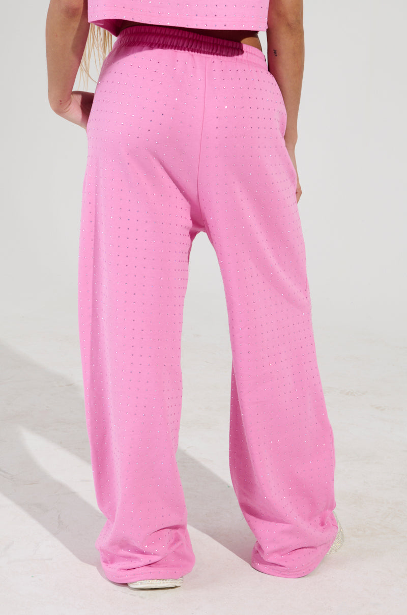 BLOSSOM RHINESTONE EMBELLISHED SWEATPANT IN PINK