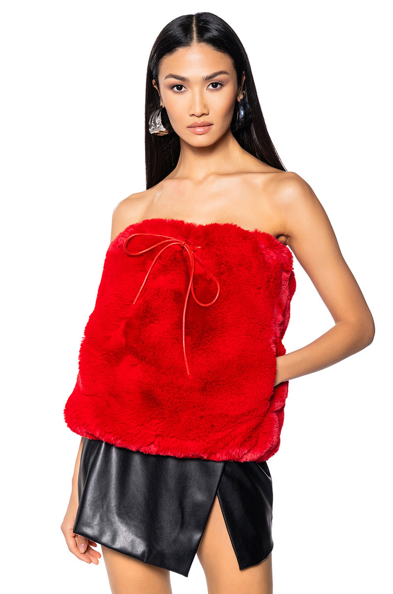 STARSTRUCK TIE FRONT FUR TOP