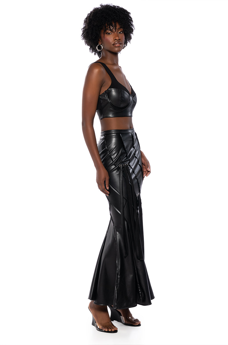 TAKE SOME TIME MERMAID FAUX LEATHER MAXI SKIRT