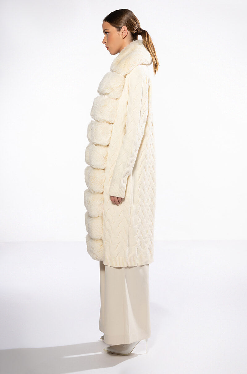 BABBS KNIT TRENCH WITH FAUX FUR LINING