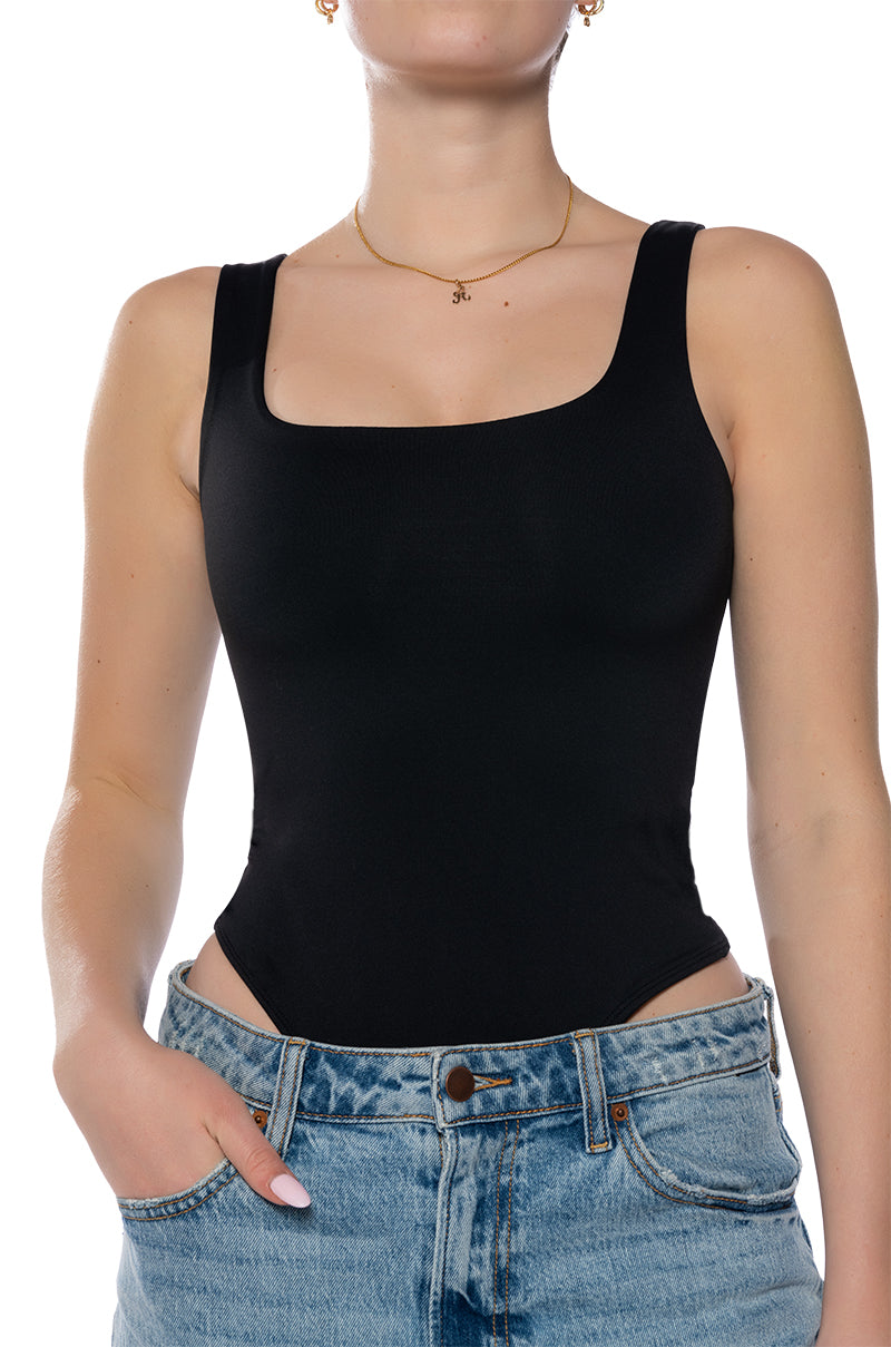 PAXTON MARI SCOOP NECK SLEEVELESS BODYSUIT IN BLACK