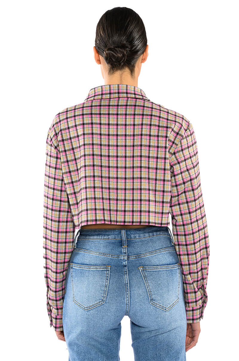 PLAID B LONG SLEEVE BLOUSE