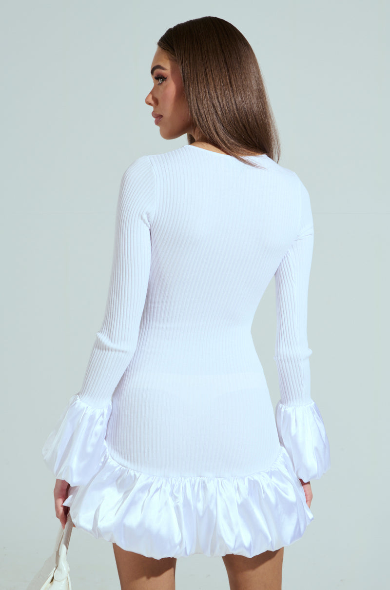 CAN'T MISS ME KNIT MINI DRESS IN WHITE