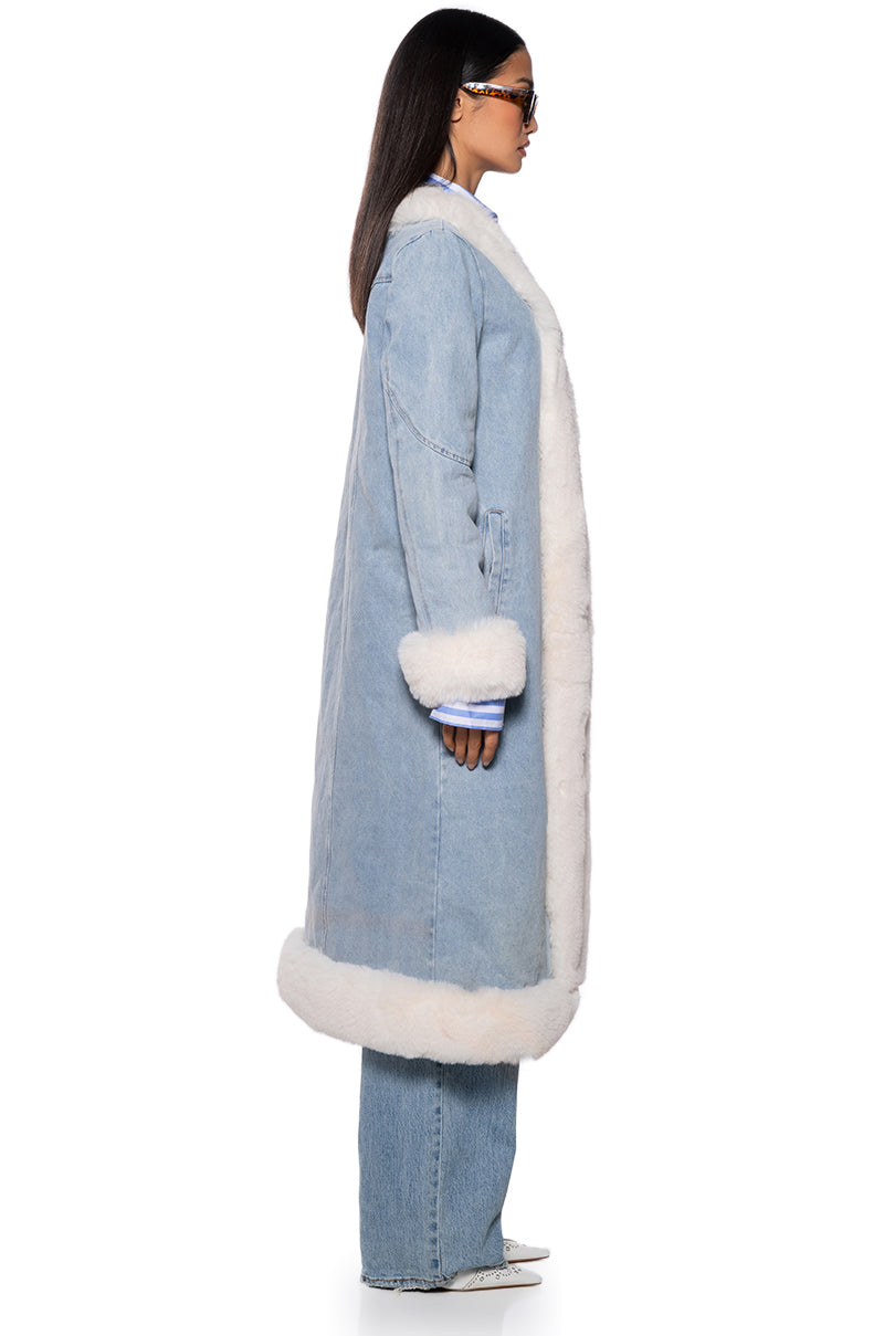 PENNY LANE LUXE TRENCH IN DENIM