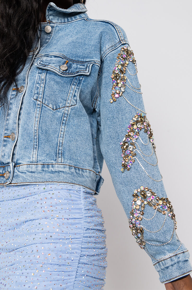 GLAMOROUS LIFE RHINESTONE JEAN JACKET