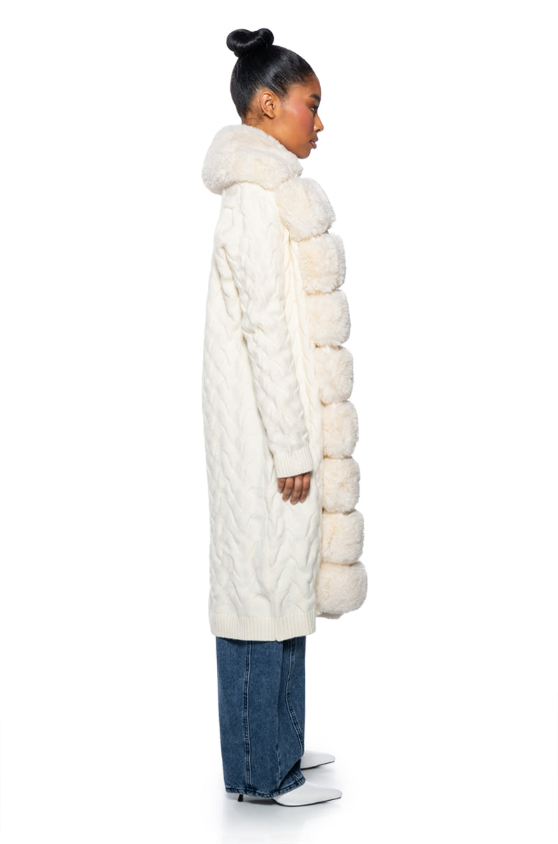 BABBS KNIT TRENCH WITH FAUX FUR LINING