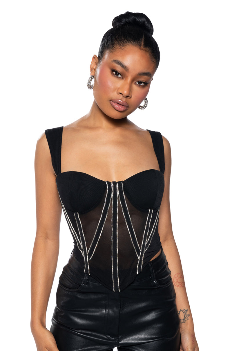 INTIMATE BUSINESS RHINESTONE EMBELLISHED CORSET TOP