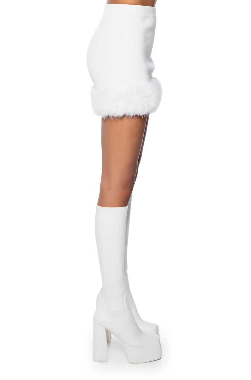 BIG MOOD FAUX FUR DETAIL MINI SKIRT