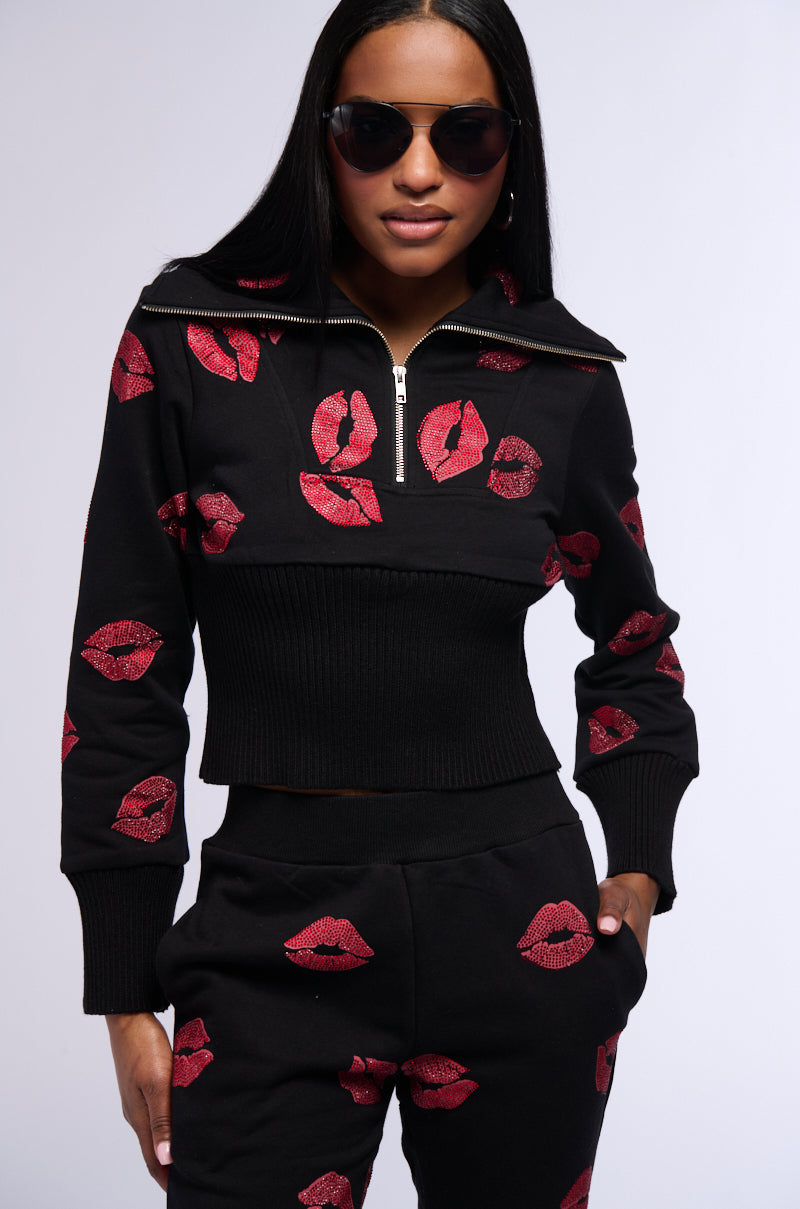 ALL MY KISSES QUARTER ZIP SWEATSHIRT