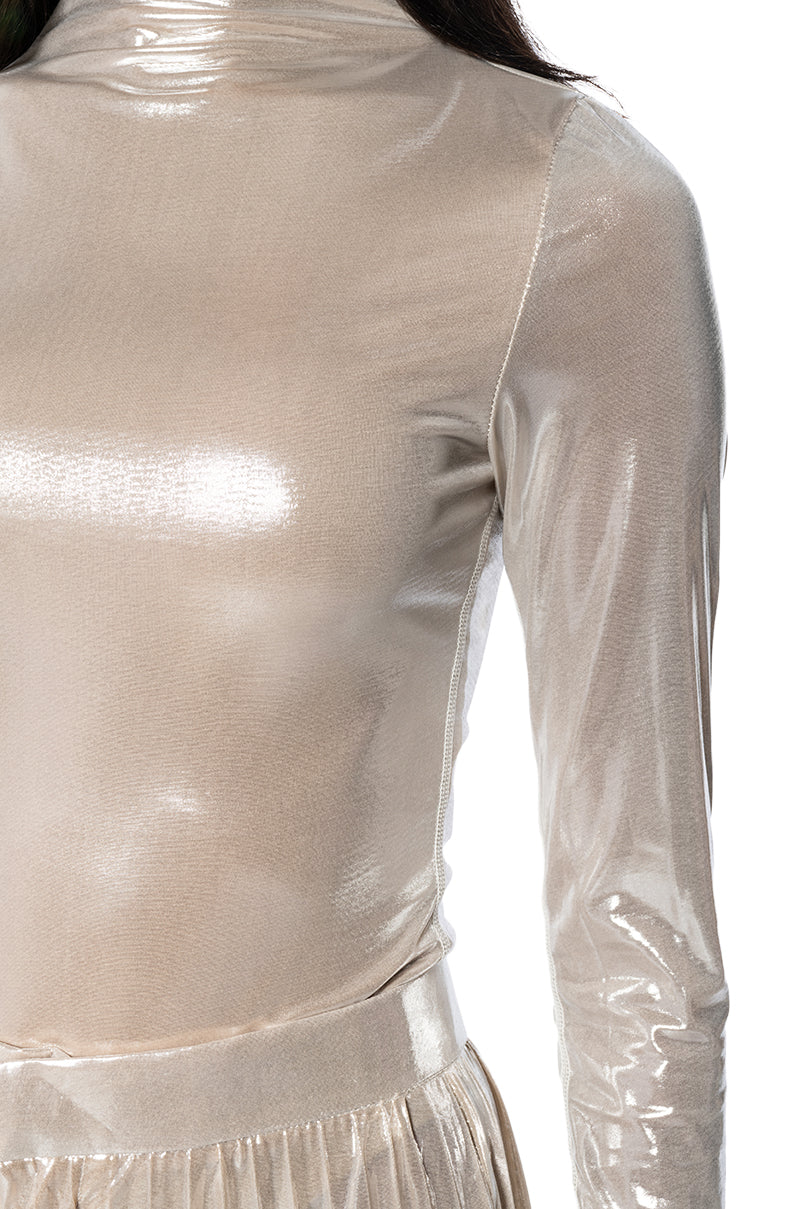 SUPERNOVA SLINKY METALLIC LONG SLEEVE BODYSUIT