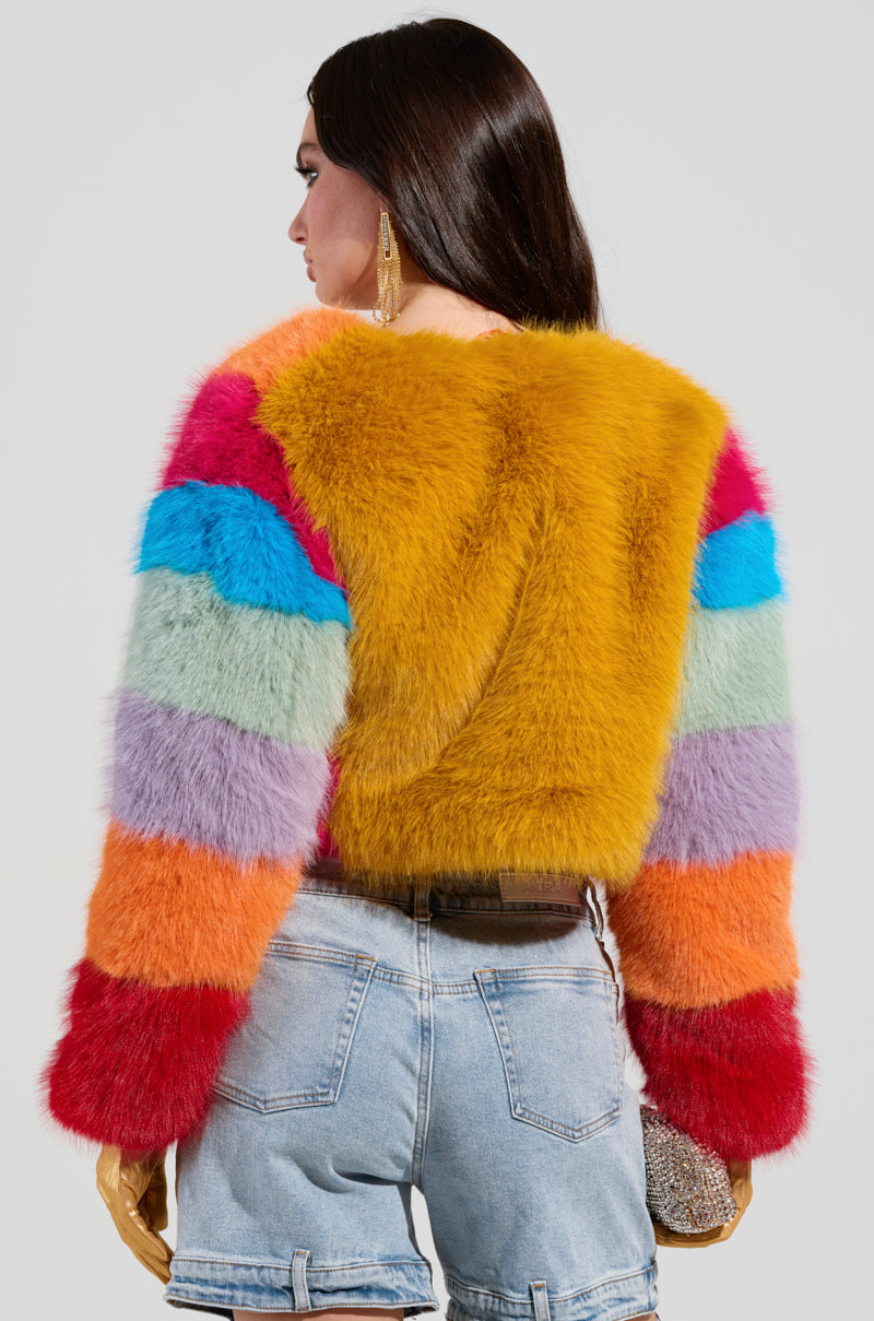 CALL ME CRAZY RAINBOW FUR JACKET