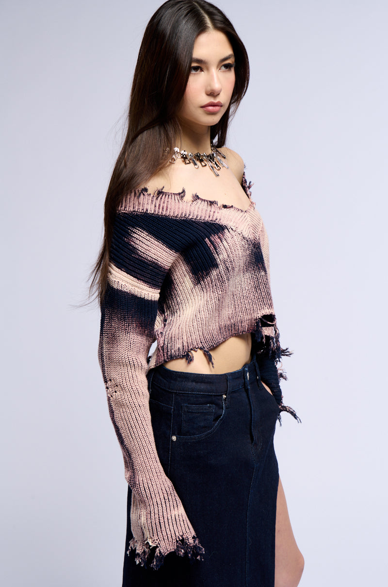 KATALINA DISTRESSED ACID WASH SWEATER