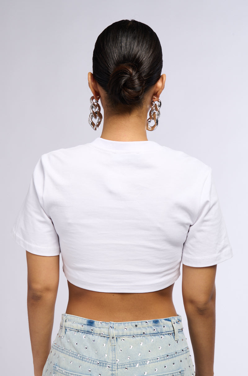 ALWAYS FRESH EMBELLISHED T SHIRT IN WHITE