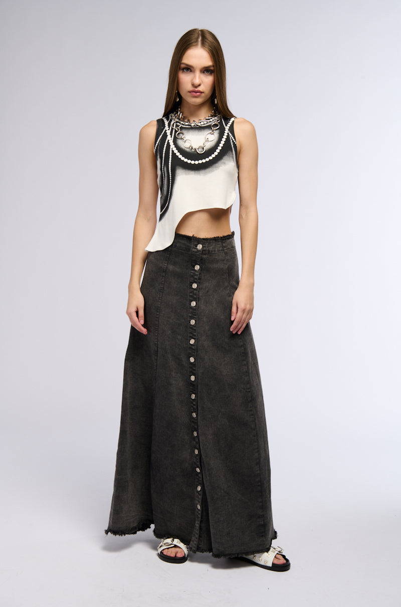 COME TO ME DENIM MAXI SKIRT