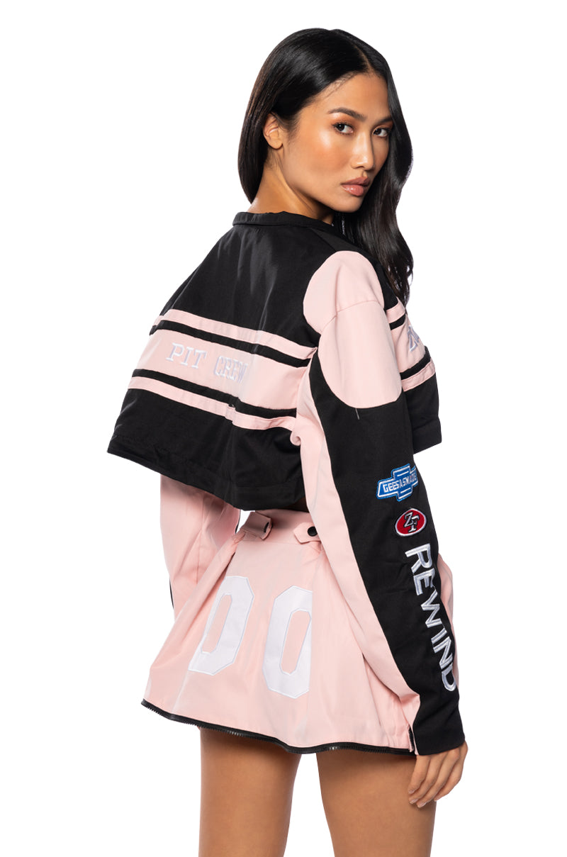 ZOOM ZOOM TWO IN ONE BOMBER SKIRT SET