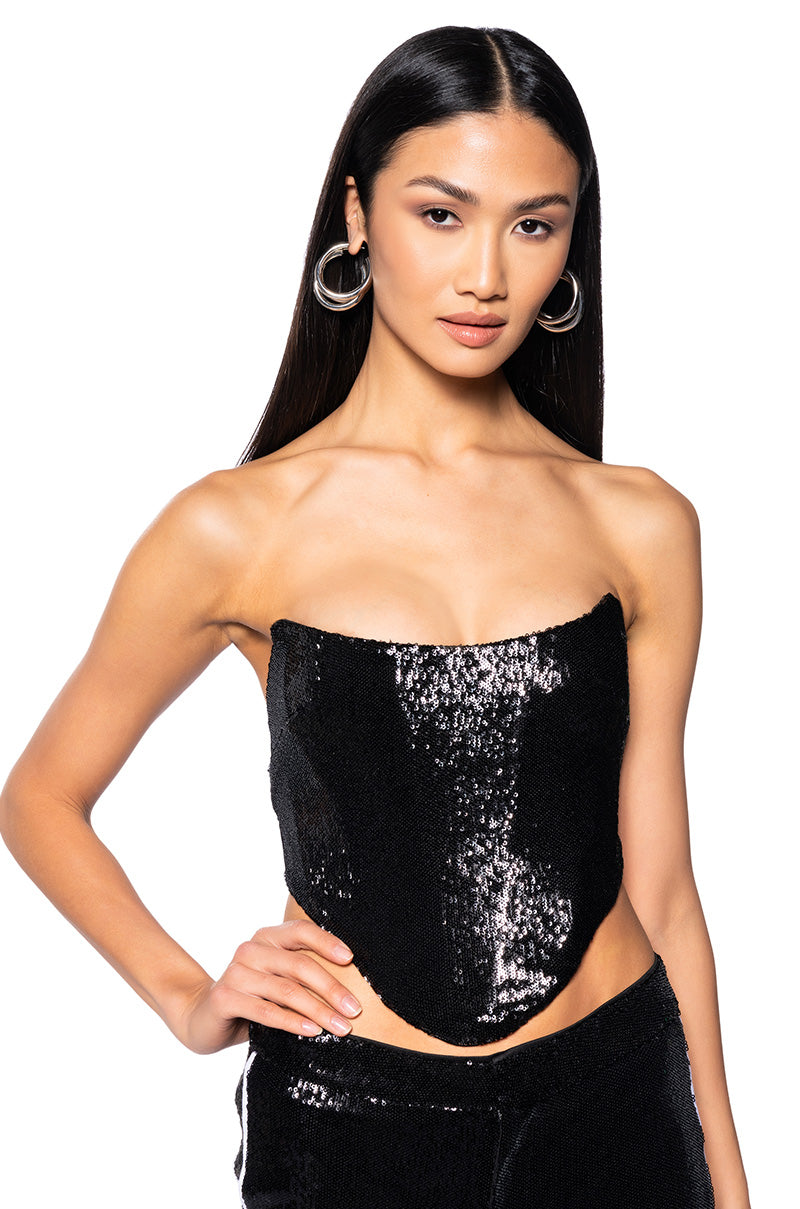 GET DOWN ON IT SEQUIN CORSET TOP