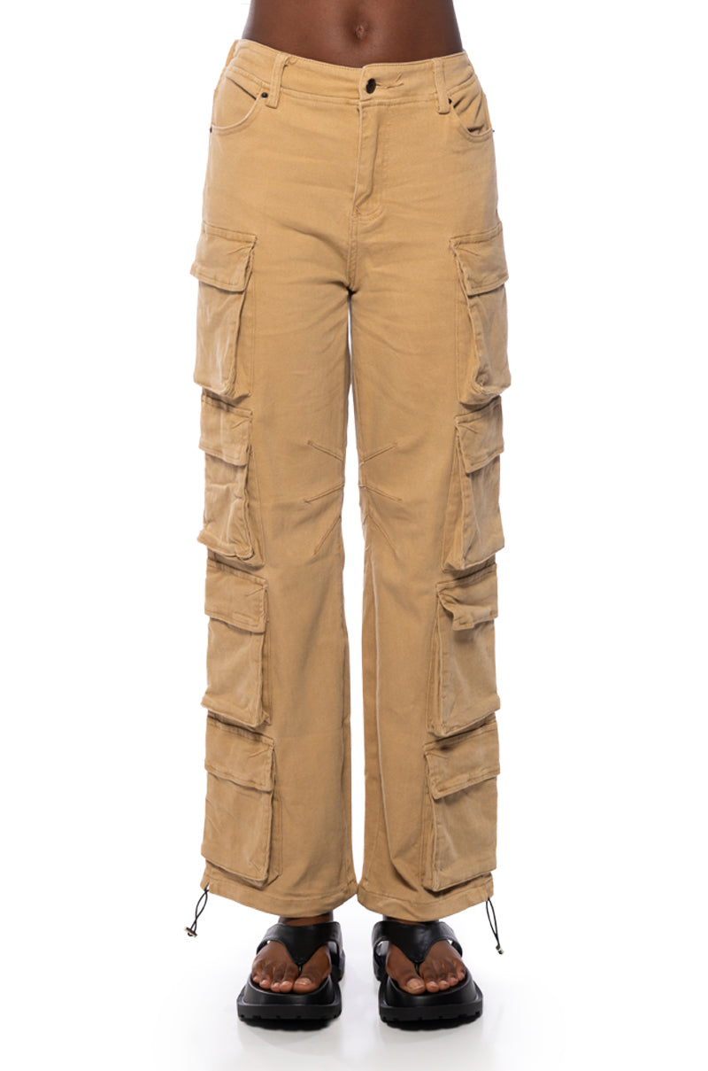 HERE TO STAY SIDE POCKET CARGO PANTS