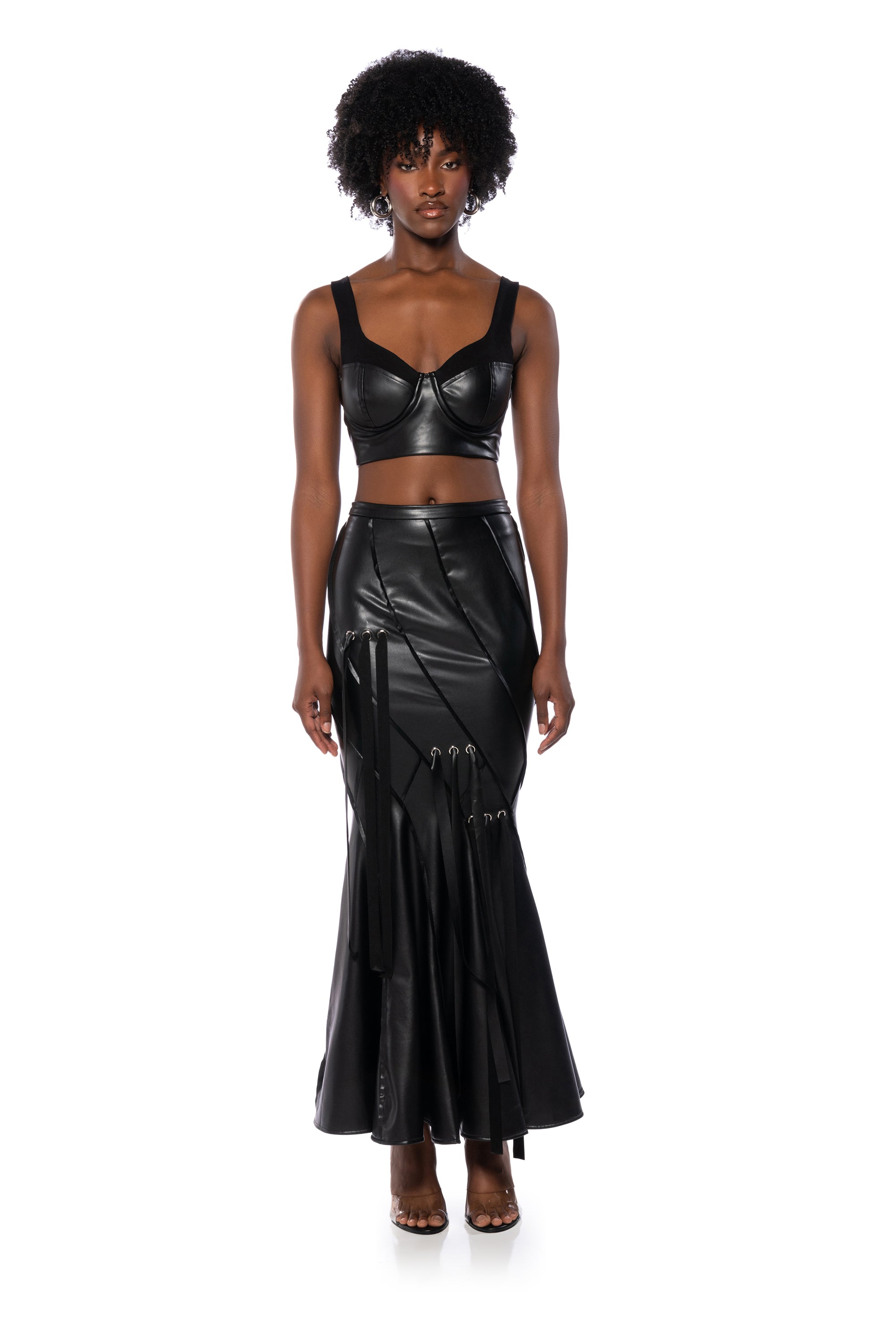 TAKE SOME TIME MERMAID FAUX LEATHER MAXI SKIRT