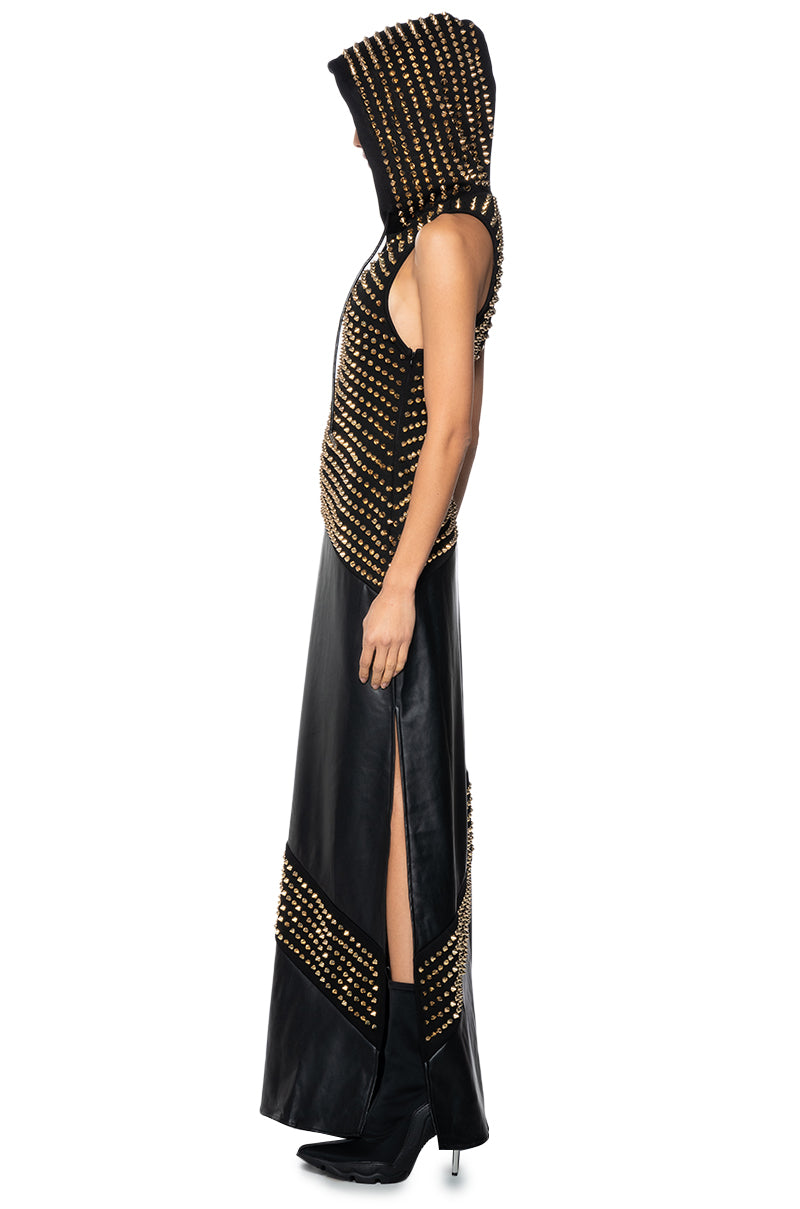 BONDI SPIKED HOODIE MAXI DRESS