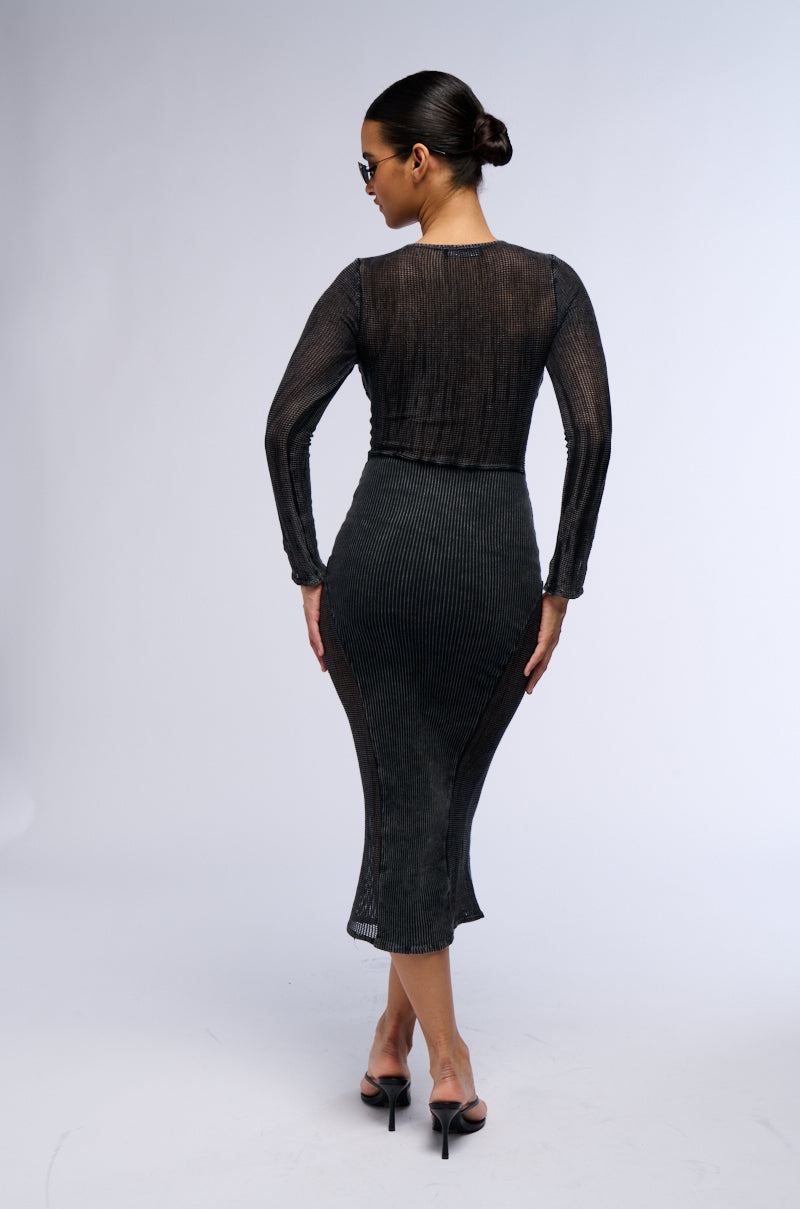 POSTER GIRL MESH CUTOUT MIDI DRESS