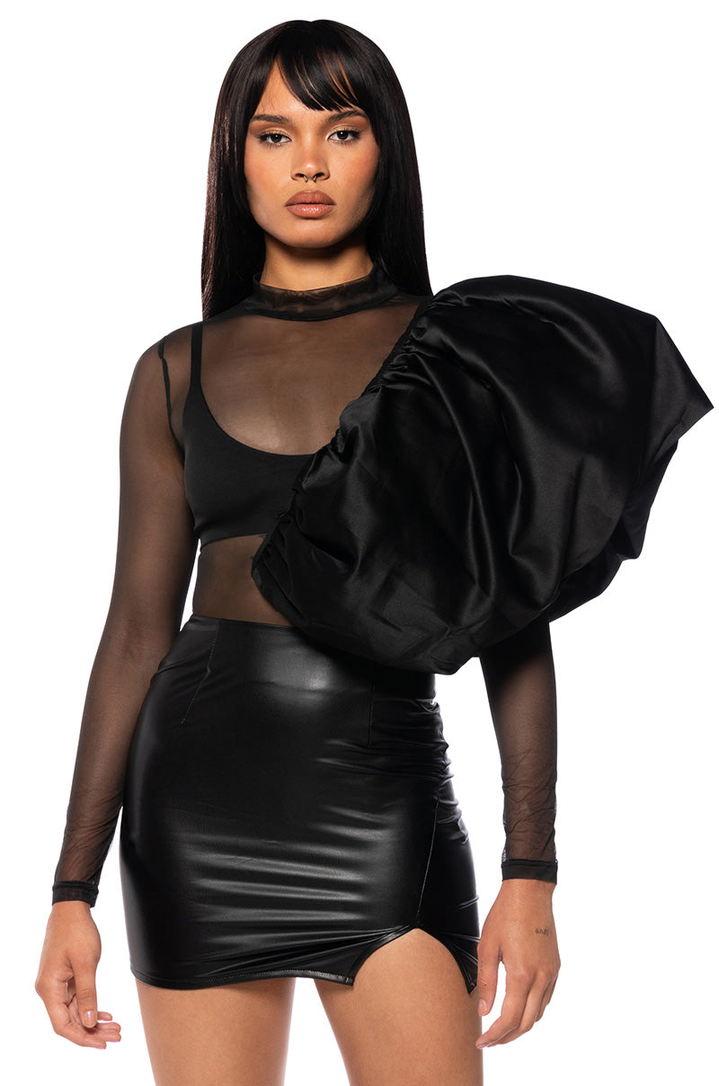 BIANCA STATEMENT SHOULDER MESH BODYSUIT