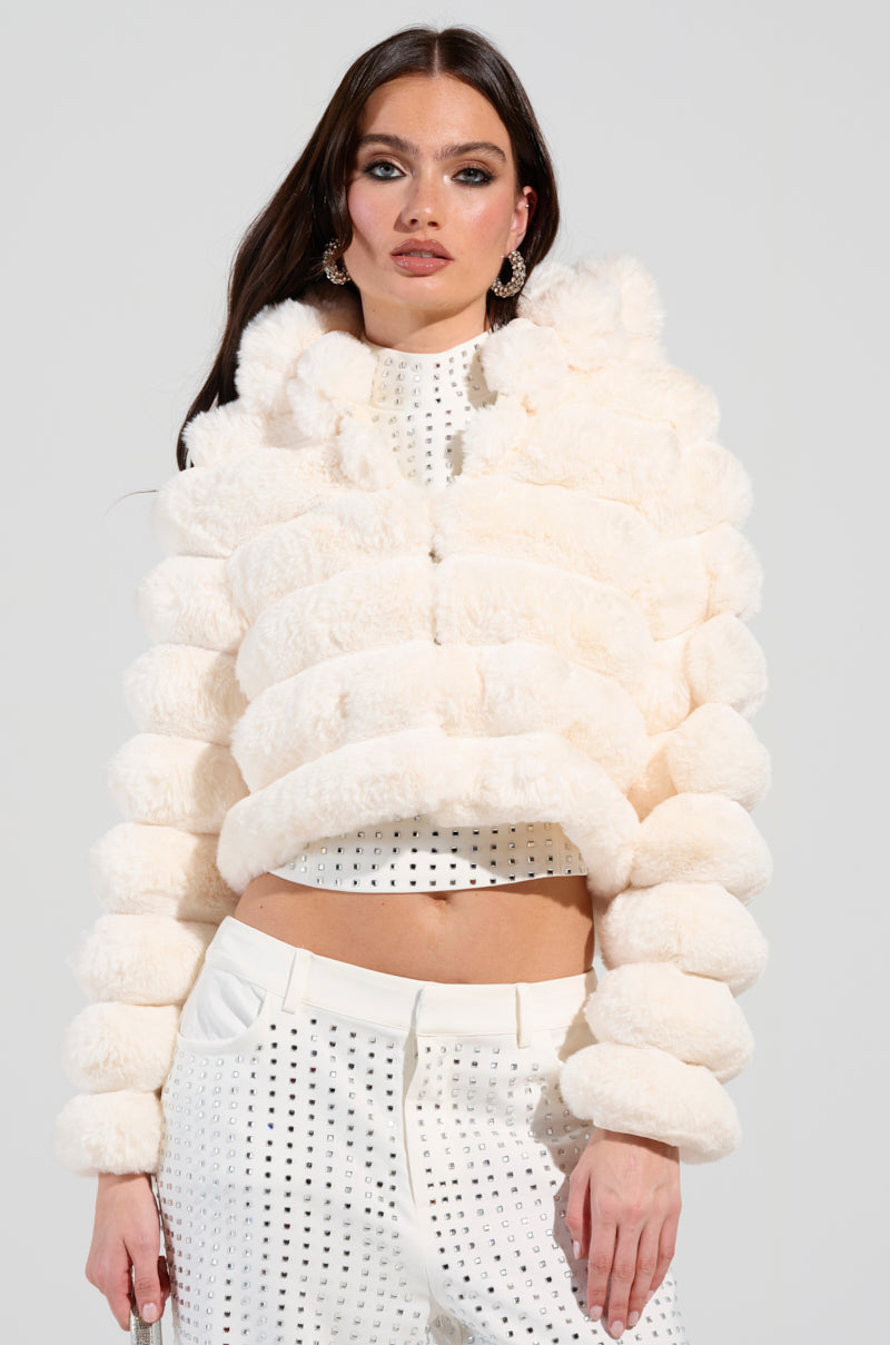 BUNNY CROPPED FAUX FUR COAT