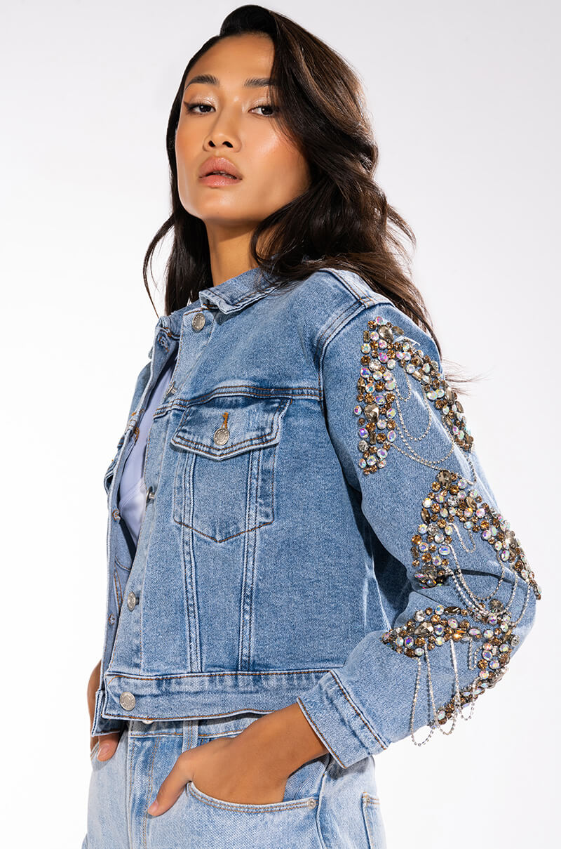 GLAMOROUS LIFE RHINESTONE JEAN JACKET