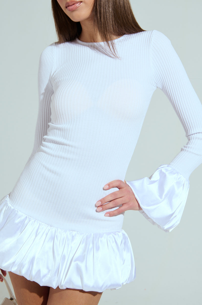 CAN'T MISS ME KNIT MINI DRESS IN WHITE