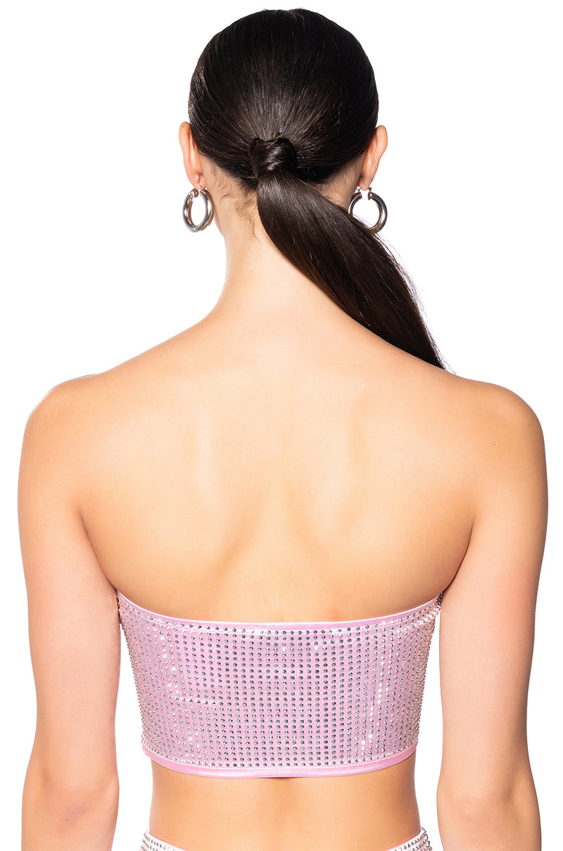 DECISION MAKER RHINESTONE TUBE TOP IN PINK