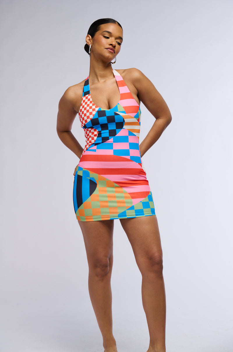 GROOVY BABY PRINTED MINI DRESS