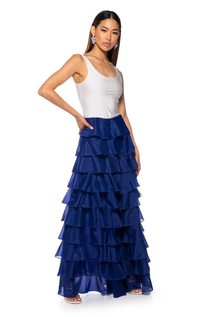 EXPRESS YOURSELF RUFFLE PANTS IN ROYAL BLUE