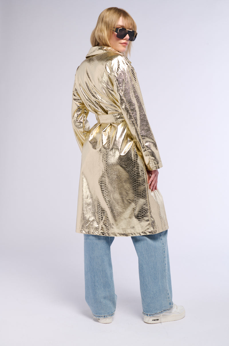 GOLD MEMBER LIGHTWEIGHT METALLIC CROC TRENCH